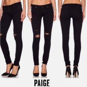 PAIGE Verdugo Ultra Skinny Black Shadow Destructed Jeans size 25